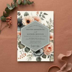 Invitation Mariage Champêtre Rose Poussiéreux Fantaisie