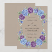 Invitation Mariage champêtre rustique au plum (Devant / Derrière)