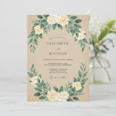 Invitation Mariage champêtre rustique beige (Debout devant)