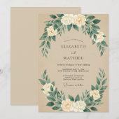 Invitation Mariage champêtre rustique beige (Devant / Derrière)