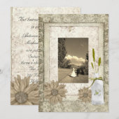 Invitation mariage champêtre rustique chic western daisy (Devant / Derrière)