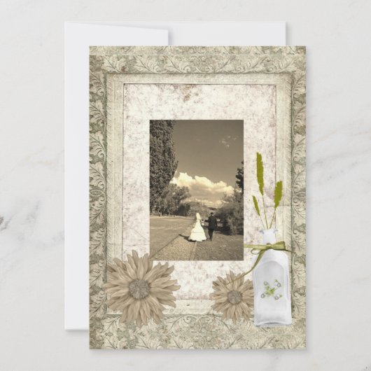 Invitation mariage champêtre rustique daisy western country (Devant)