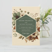 Invitation Mariage Champêtre Rustique dans les Tons Sauges (Debout devant)