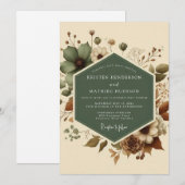 Invitation Mariage Champêtre Rustique dans les Tons Sauges (Devant / Derrière)