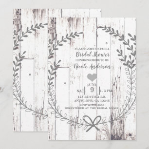 Invitation Mariage champêtre rustique en bois blanc dans le s