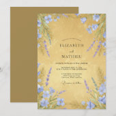 Invitation Mariage Champêtre Rustique Jaune Ocre (Devant / Derrière)