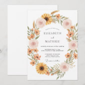 Invitation Mariage Champêtre Rustique Ocre (Devant / Derrière)