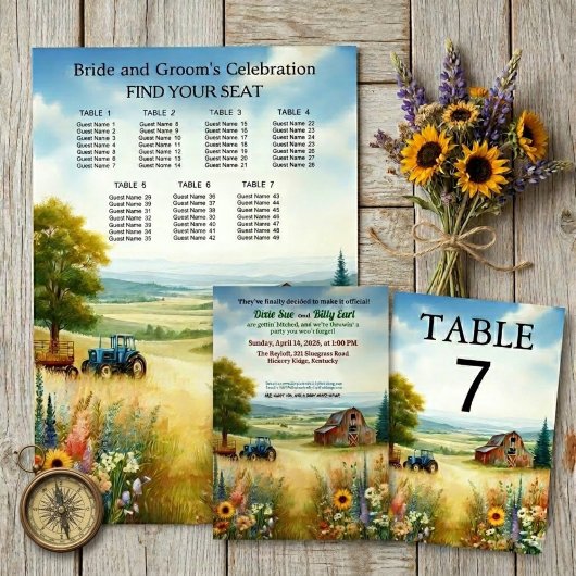 Invitation Mariage champêtre rustique Redneck