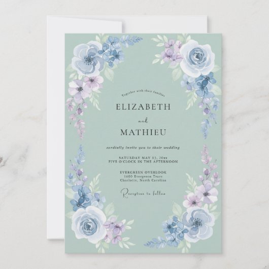Invitation Mariage champêtre sage et feutré (Devant)