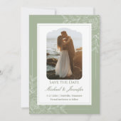 Invitation Mariage Champêtre Sage Vert et Blanc Moderne (Devant)