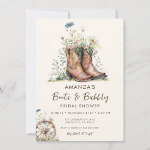 Invitation Mariage champêtre sauvage avec bottes et bulles