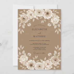 Invitation Mariage Champêtre Sérénin Brun Chameau
