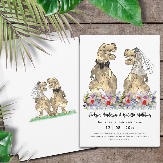 Invitation Mariage Champêtre Thème Dinosaure