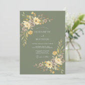 Invitation Mariage Champêtre Tranquille Vert Sauge (Debout devant)