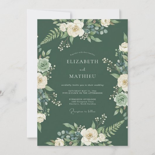 Invitation Mariage champêtre verdoyant et persistant (Devant)