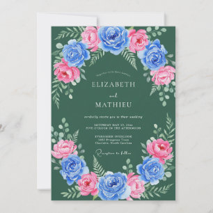 Invitation Mariage champêtre vert chasseur gras