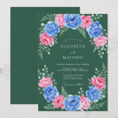 Invitation Mariage champêtre vert chasseur gras (Devant / Derrière)