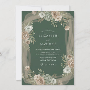 Invitation Mariage champêtre vert olive