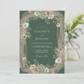Invitation Mariage champêtre vert olive (Debout devant)