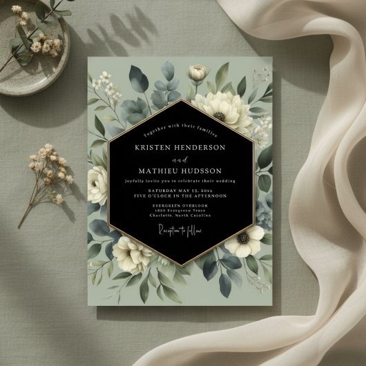 Invitation Mariage Champêtre Vert Sauge