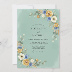Invitation Mariage Champêtre Vivant Vert Sauge