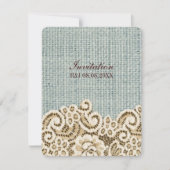 Invitation mariage champêtre western beige dentelle toile de (Devant)