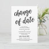 Invitation Mariage, Changement de date, Noir, Annonce (Debout devant)