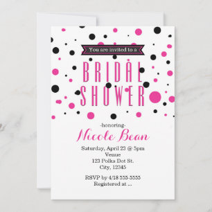 Invitation Mariage : Chapeau de Fée Rose Chaud et Noir à Poin