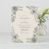Invitation Mariage Charbon Acier Feuillu (Debout devant)