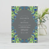 Invitation Mariage Charbon Chartreuse Vigne (Debout devant)