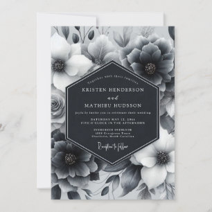 Invitation Mariage Charbon de Bois Anémone Sombre
