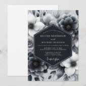 Invitation Mariage Charbon de Bois Anémone Sombre (Devant / Derrière)