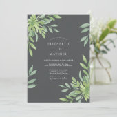 Invitation Mariage Charbon de Feuille d'Olivier (Debout devant)