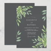 Invitation Mariage Charbon de Feuille d'Olivier (Devant / Derrière)