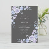 Invitation Mariage Charbon de Lilas Feuillu (Debout devant)