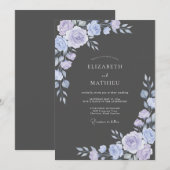Invitation Mariage Charbon de Lilas Feuillu (Devant / Derrière)