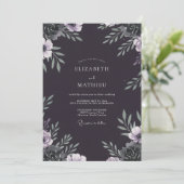 Invitation Mariage Charbon Fleur de Lilas (Debout devant)