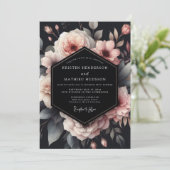 Invitation Mariage Charbon Fleurie Humeur (Debout devant)