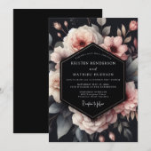 Invitation Mariage Charbon Fleurie Humeur (Devant / Derrière)