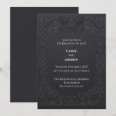 Invitation Mariage Charbon Gothique Rose Corbeau (Devant / Derrière)