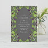 Invitation Mariage Charbon Lime Vigne (Debout devant)