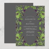 Invitation Mariage Charbon Lime Vigne (Devant / Derrière)