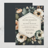 Invitation Mariage Charbon Maussade Bloom (Devant / Derrière)