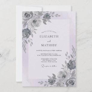 Invitation Mariage Charbon Pétale de Lilas