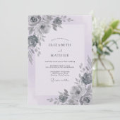 Invitation Mariage Charbon Pétale de Lilas (Debout devant)