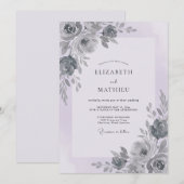 Invitation Mariage Charbon Pétale de Lilas (Devant / Derrière)