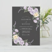 Invitation Mariage Charbon Pétale de Lilas (Debout devant)