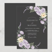 Invitation Mariage Charbon Pétale de Lilas (Devant / Derrière)