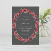 Invitation Mariage Charbon Romantique Rose (Debout devant)