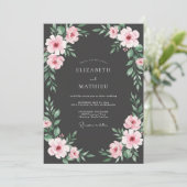 Invitation Mariage Charbon Rouge Pétales (Debout devant)